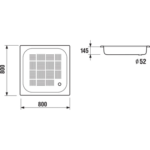 Jika Sofia zuhanytálca, acéllemez, 80x80 cm, szögletes