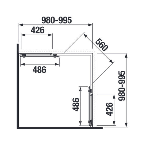 Jika Nion 100 zuhanykabin, szögletes, ezüst/átlátszó üveg, 98x195 cm