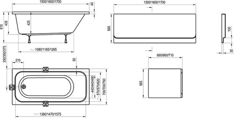 Ravak Chrome akrilkád 150x70 fehér