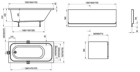 Ravak Chrome akrilkád 170x75 fehér