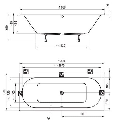 Ravak City akrilkád 180x80 fehér slim