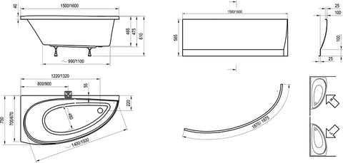 Ravak Avocado akrilkád 160 jobbos fehér