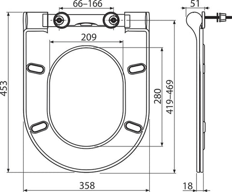 Ravak Uni Chrome Slim WC ülőke, fehér