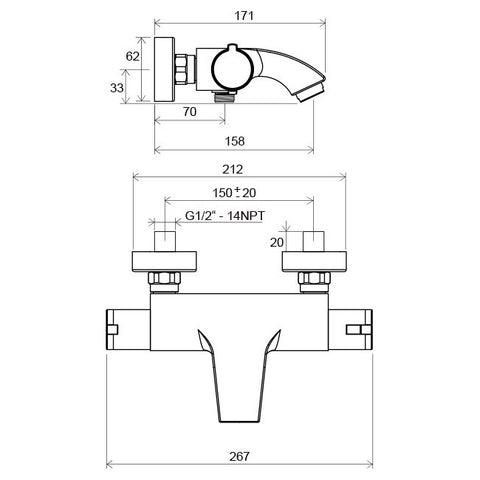 Ravak Termo TE kád csaptelep szett nélkül 150 mm lapos 082.00