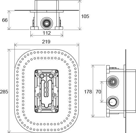 Ravak falsík alatti egység, falba süllyesztett csaptelephez R-box multi RB 071.50