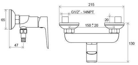 Ravak Classic CL zuhany csaptelep szett nélkül 150mm 032.00