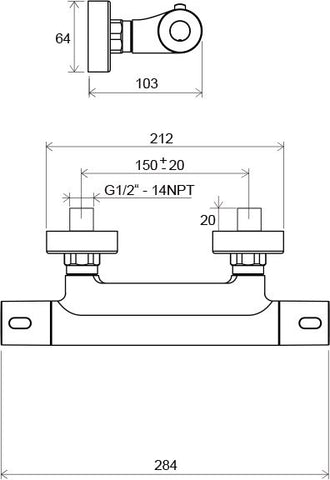 Ravak Termo TE zuhanycsaptelep szett nélkül 150 mm 033.00