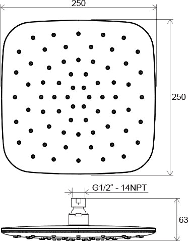 Ravak esőztető zuhanyfej szögletes 250 mm ABS 983.10