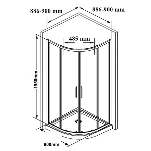 Ravak BLSCP4-90 krómhatású + Transparent íves kabin Blix Slim