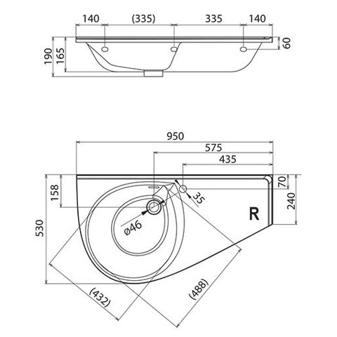 Ravak Avocado Comfort mosdó 95x53 balos nyílással