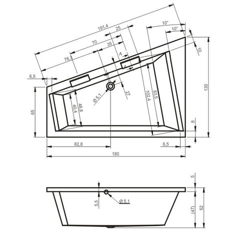 Riho Doppio fürdőkád 180x130 cm jobbos (BA9000500000000)
