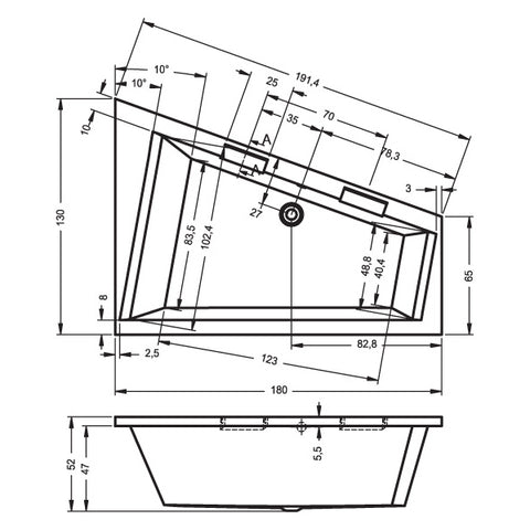 Riho Doppio fürdőkád 180x130 cm balos (BA9100500000000)