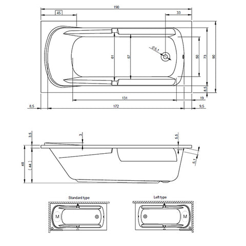 Riho Future 190 XL fürdőkád 190x90 cm (BC3200500000000
