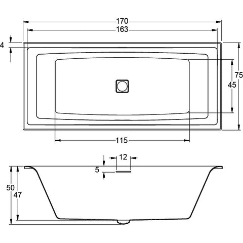 Riho Still Square fürdőkád 170x75 cm világítás jobb oldalon (BR0200500K00130)