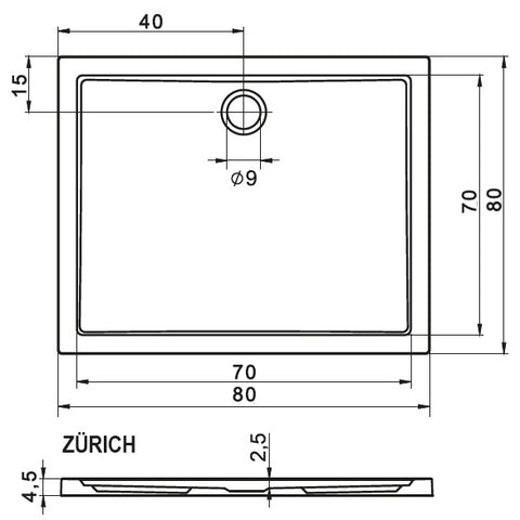 Riho Zürich zuhanytálca 80x80 cm szögletes 248 (DA5600500000000)