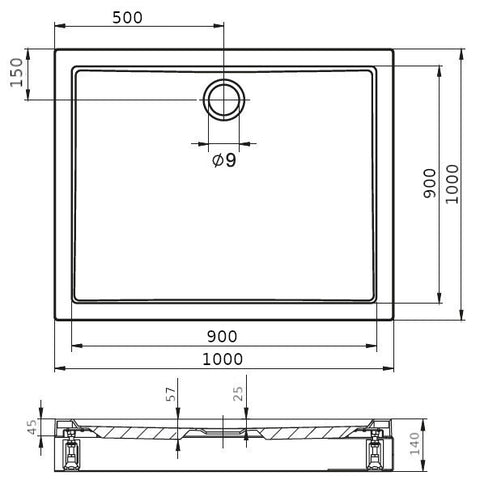 Riho Davos zuhanytálca 100x100 cm szögletes, lábbal, előlappal 261 (DA6900500000000)