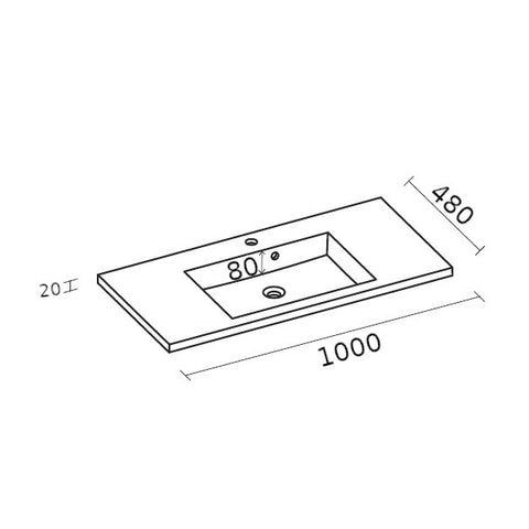 Riho Broni mosdó 100x48 cm centrális, egy csaplyukkal (F7BR1100481113)