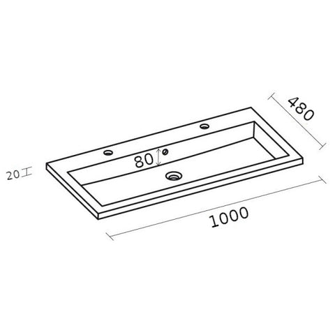 Riho Broni mosdó 100x48 cm egy medencés, két csaplyukkal (F7BR110048121)