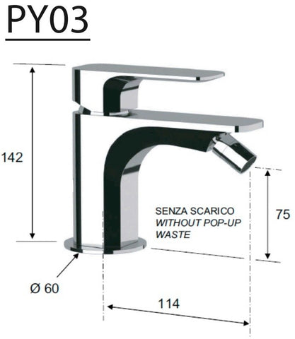 SAPHO SPY bidécsaptelep, leeresztő nélkül, króm (PY03)