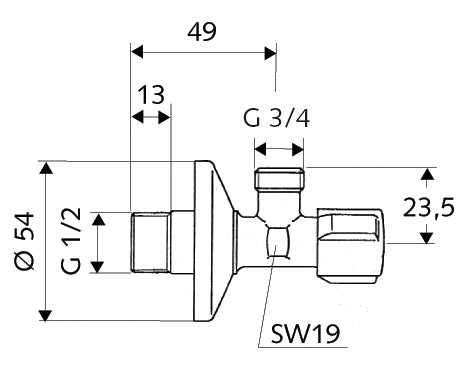 SCHELL Mosógéptöltő szelep 1/2"-3/4"