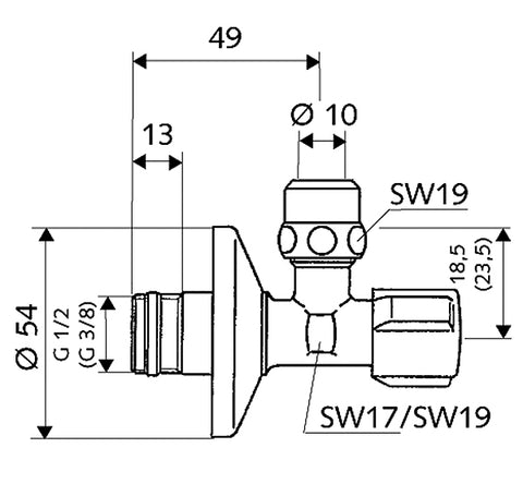 Schell sarokszelep 1/2"-3/8" csavarzattal