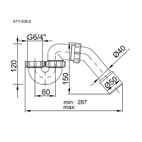 Styron kádszifon 6/4 " (STY-536-2)