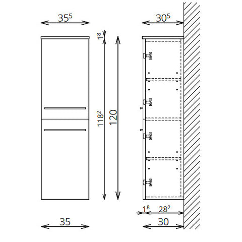 Tboss Famme kiegészítő szekrény, 2 ajtós, 120cm (F120 2A)