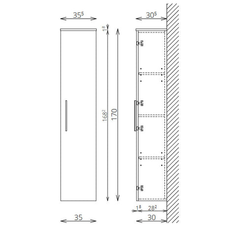 Tboss Famme kiegészítő szekrény, 1 ajtós, 170cm (F170 1A)