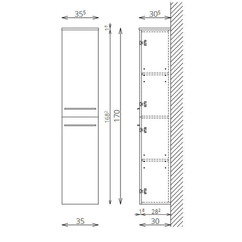 Tboss Famme kiegészítő szekrény, 2 ajtós, 170cm (F170 2A)