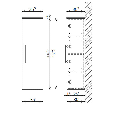 Tboss Leon/Modena kiegészítő szekrény, 1 ajtós, 120cm (F120 1A)