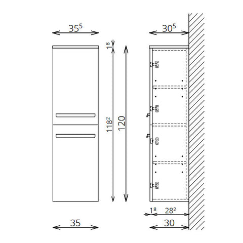 Tboss Leon/Modena kiegészítő szekrény, 2 ajtós, 120cm (F120 2A)