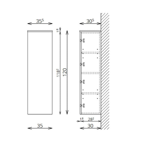 Tboss Luna/Slim kiegészítő szekrény, 1 ajtós, 120cm (F120 1A)