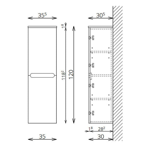 Tboss Luna/Slim kiegészítő szekrény, 2 ajtós, 120cm (F120 2A)