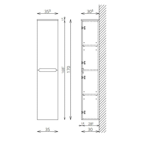 Tboss Luna/Slim kiegészítő szekrény, 2 ajtós, 170cm (F170 2A)
