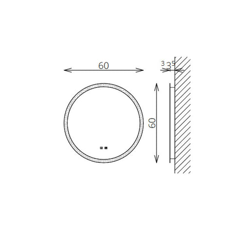 Tboss Floating Mirror Aura Round 60 laptükör, led, érintőkapcsoló, páramentesítő