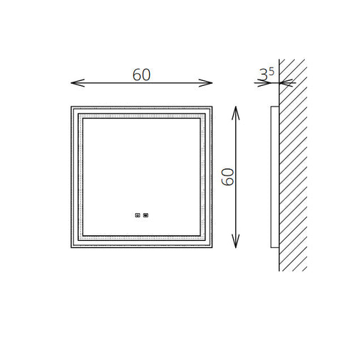 Tboss Floating Mirror Aura 60x60 laptükör, led, érintőkapcsoló, páramentesítő