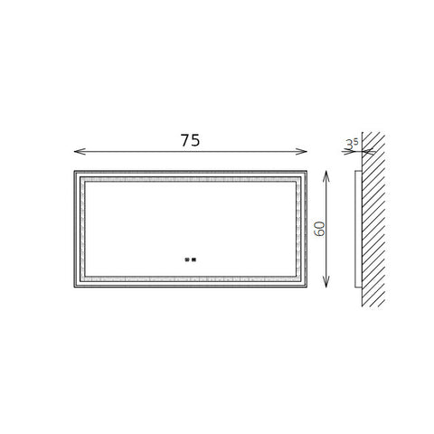 Tboss Floating Mirror Aura 75x60 laptükör, led, érintőkapcsoló, páramentesítő