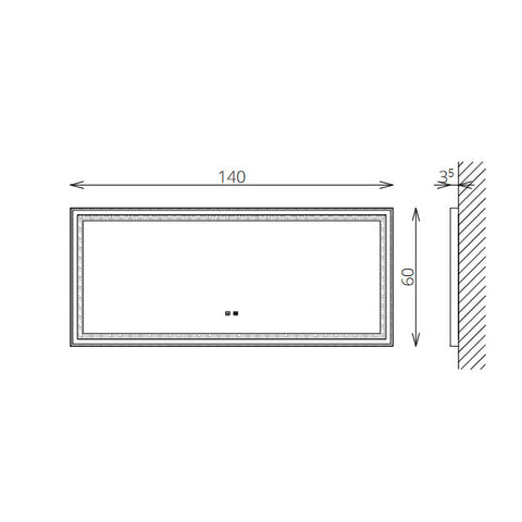 Tboss Floating Mirror Aura 140x60 laptükör, led, érintőkapcsoló, páramentesítő