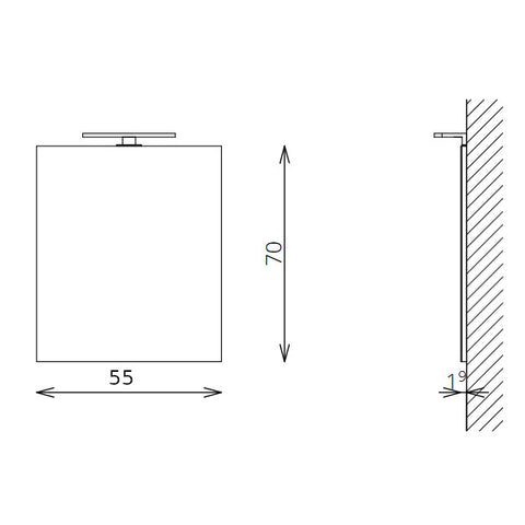 Tboss Floating Mirror Easy 55 laptükör, 30cm-es led lámpával, 55x70