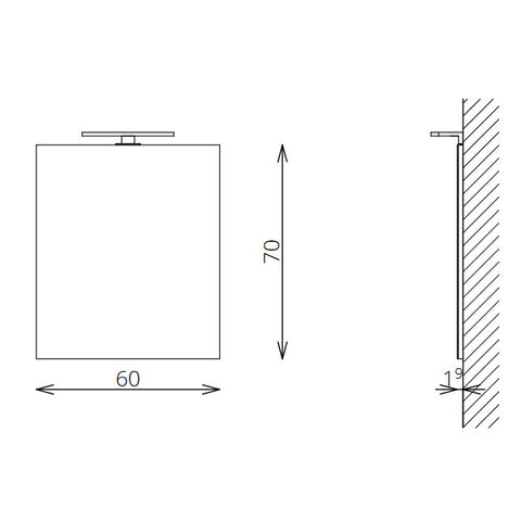Tboss Floating Mirror Easy 60 laptükör, 30cm-es led lámpával, 60x70