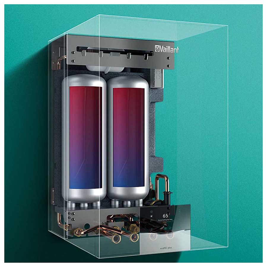 Vaillant Ecotec plus VUI 26 CS/1-5 (N-INT2) kondenzációs gázkazán, kombi, tárolós (20l) 19,7 Kw