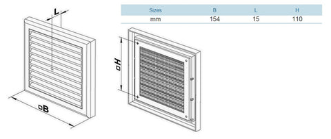 VENTS szellőzőrács MV 100 s 154x154