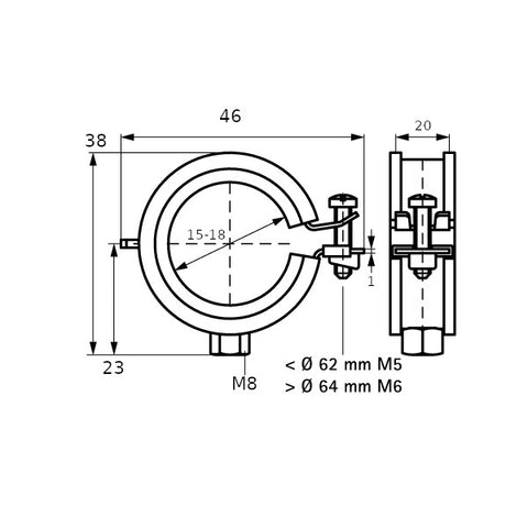 Walraven csőbilincs gumibetétes KSB1 M8 15-18mm