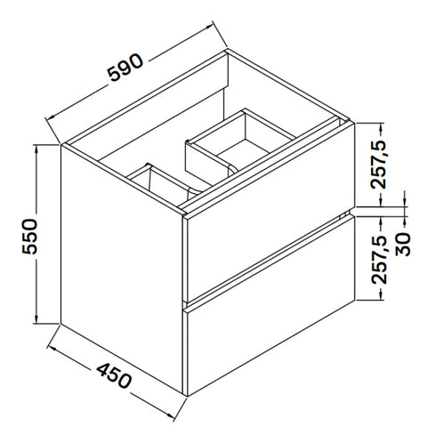 Wellis Elois Grey 60 2 fiókos mosdószekrény (59x45x55)