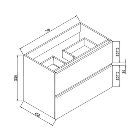 Wellis Elois Grey 80 2 fiókos mosdószekrény (79x45x55)