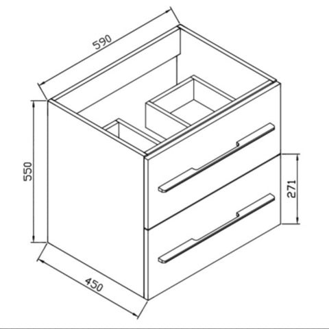 Wellis Nina 60 2 fiókos mosdószekrény (59x45x55)