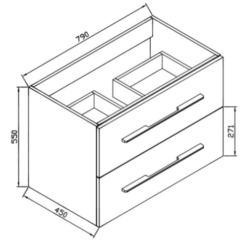 Wellis Nina 80 2 fiókos mosdószekrény (79x45x55)