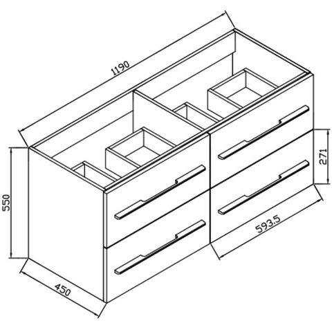 Wellis Nina 120 4 fiókos mosdószekrény (119x45x55)