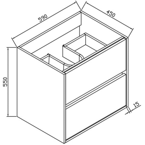 Wellis Ginger 60 2 fiókos mosdószekrény (59x45x55)