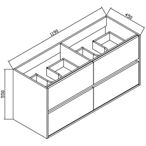 Wellis Ginger 120 4 fiókos mosdószekrény (119x45x55)